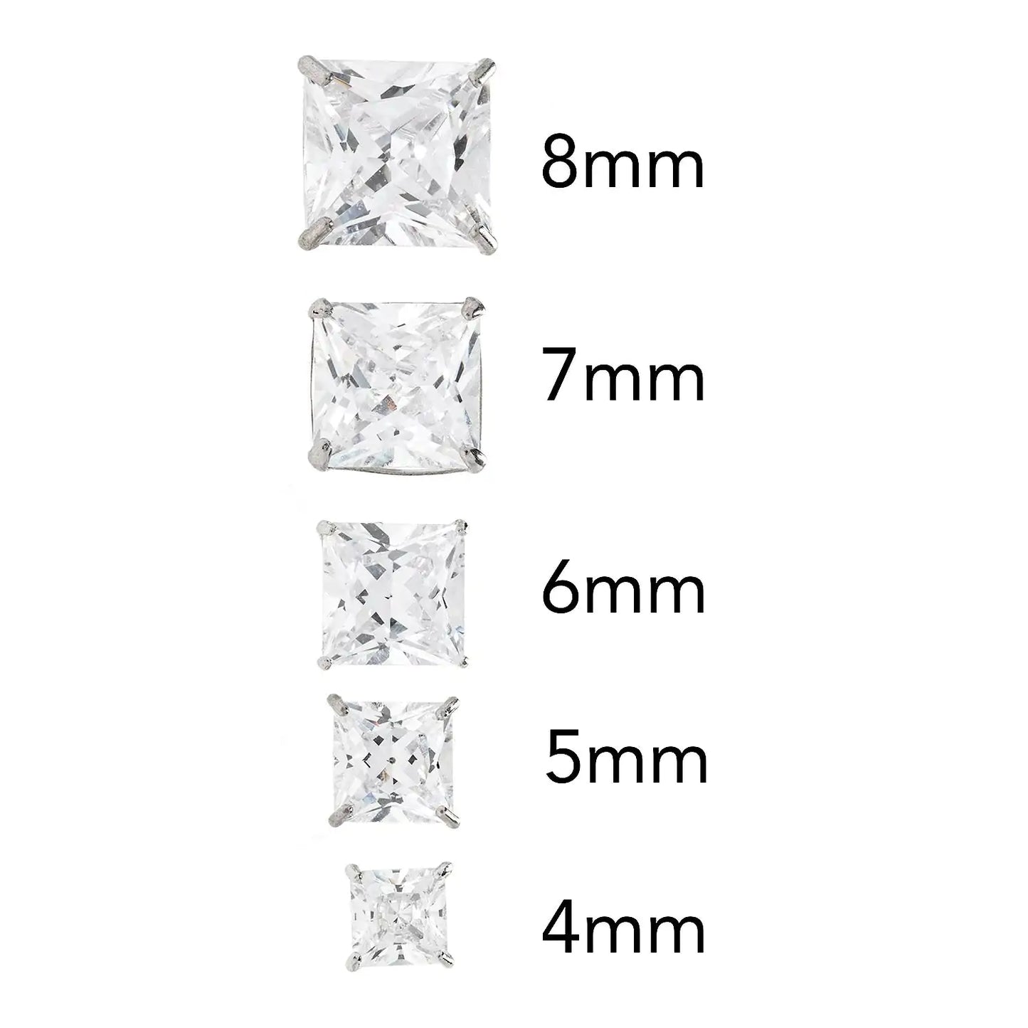 14K White Gold Square Studs