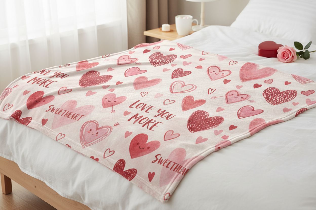Valentines day blanket very cute trendy representing a print on demand service